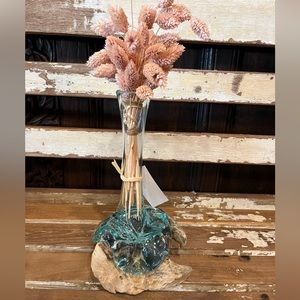 HANDMADE DRIFTWOOD & melted glass vase